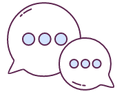 Two speech bubbles interacting in conversation